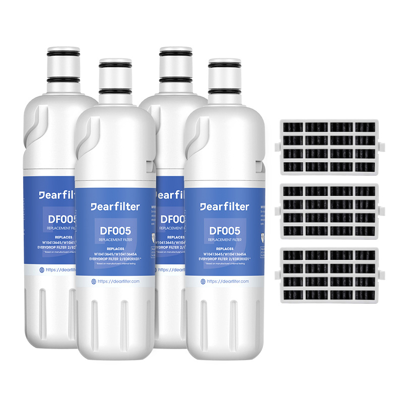 Dearfilters Compatible with Filter 2, EDR2RXD1,W10413645A Water Filter 4PCS with air filter